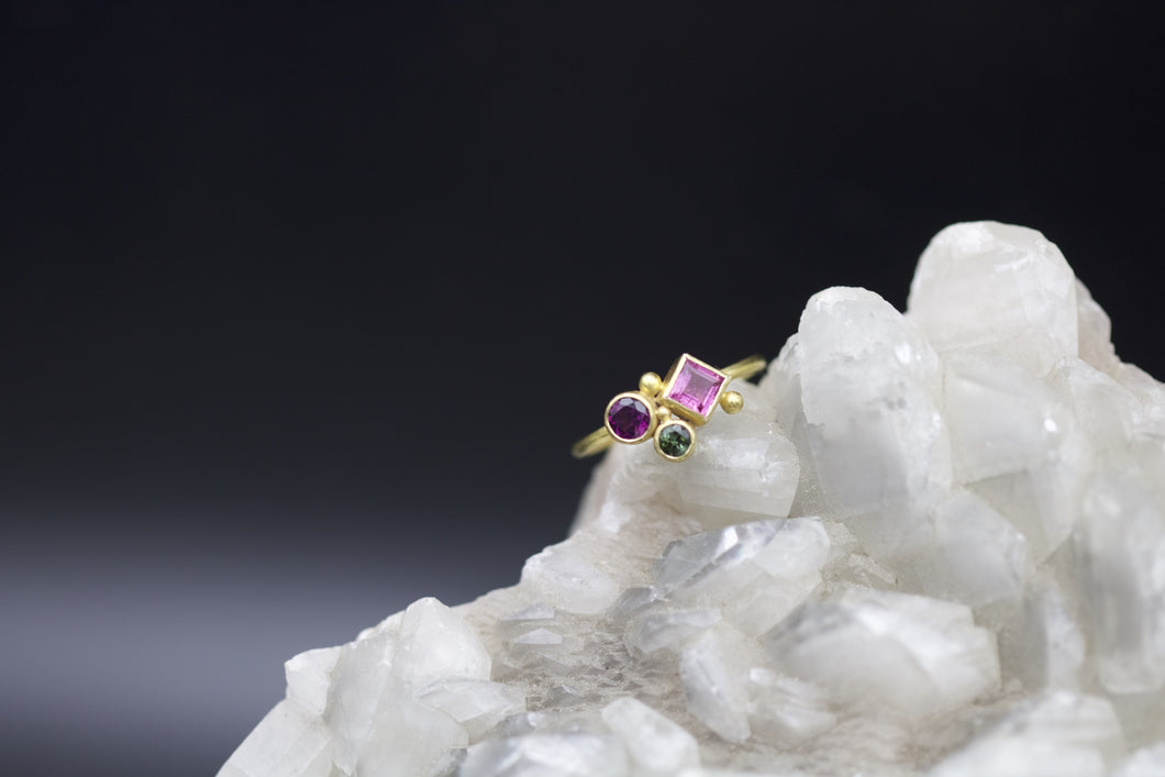 Garnet and Tourmaline Ring 06619 - Ormachea Jewelry