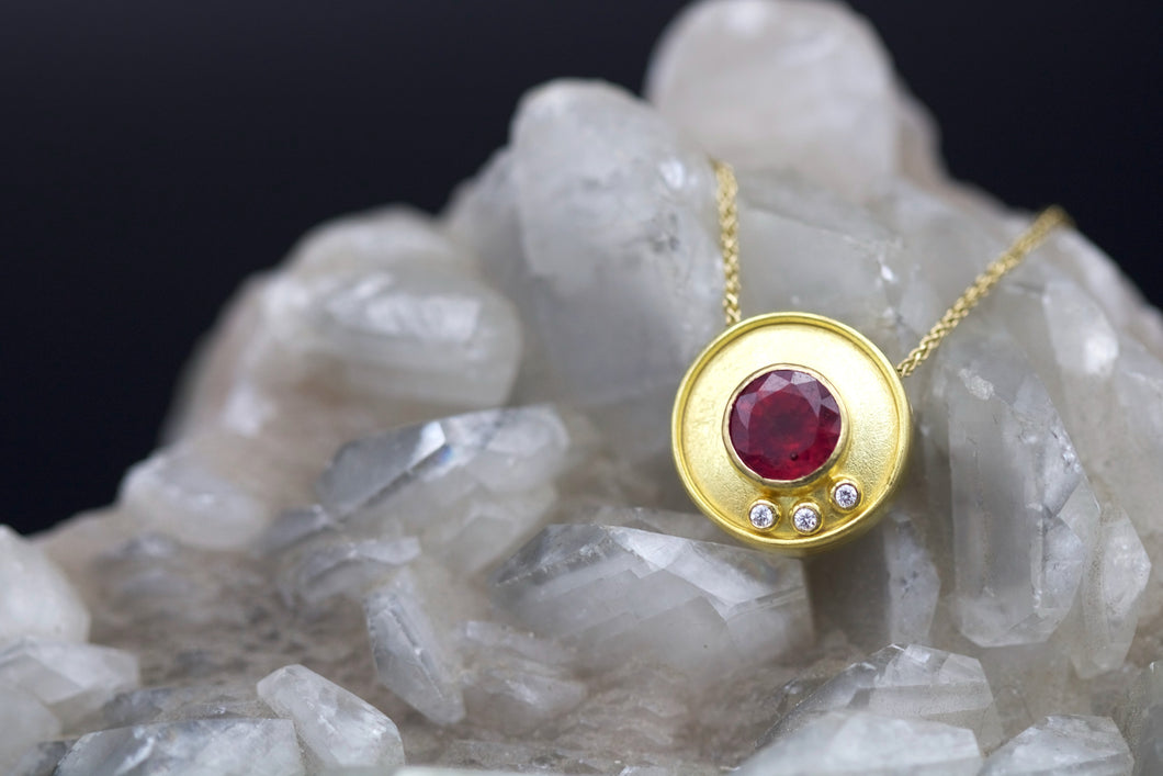 Ruby and Diamond Pendant 06613 - Ormachea Jewelry