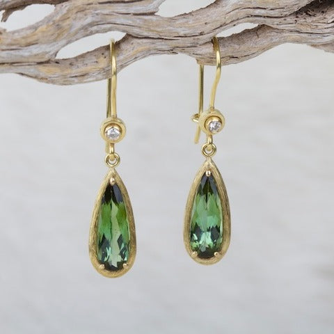 Green Tourmaline Earrings 01324 - Ormachea Jewelry