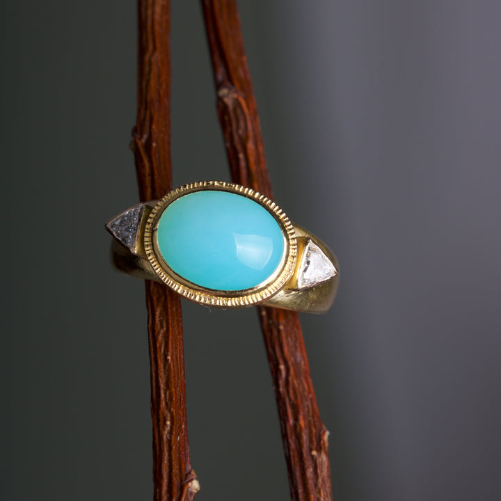 Peruvian Opal and Diamond Ring 06371 - Ormachea Jewelry