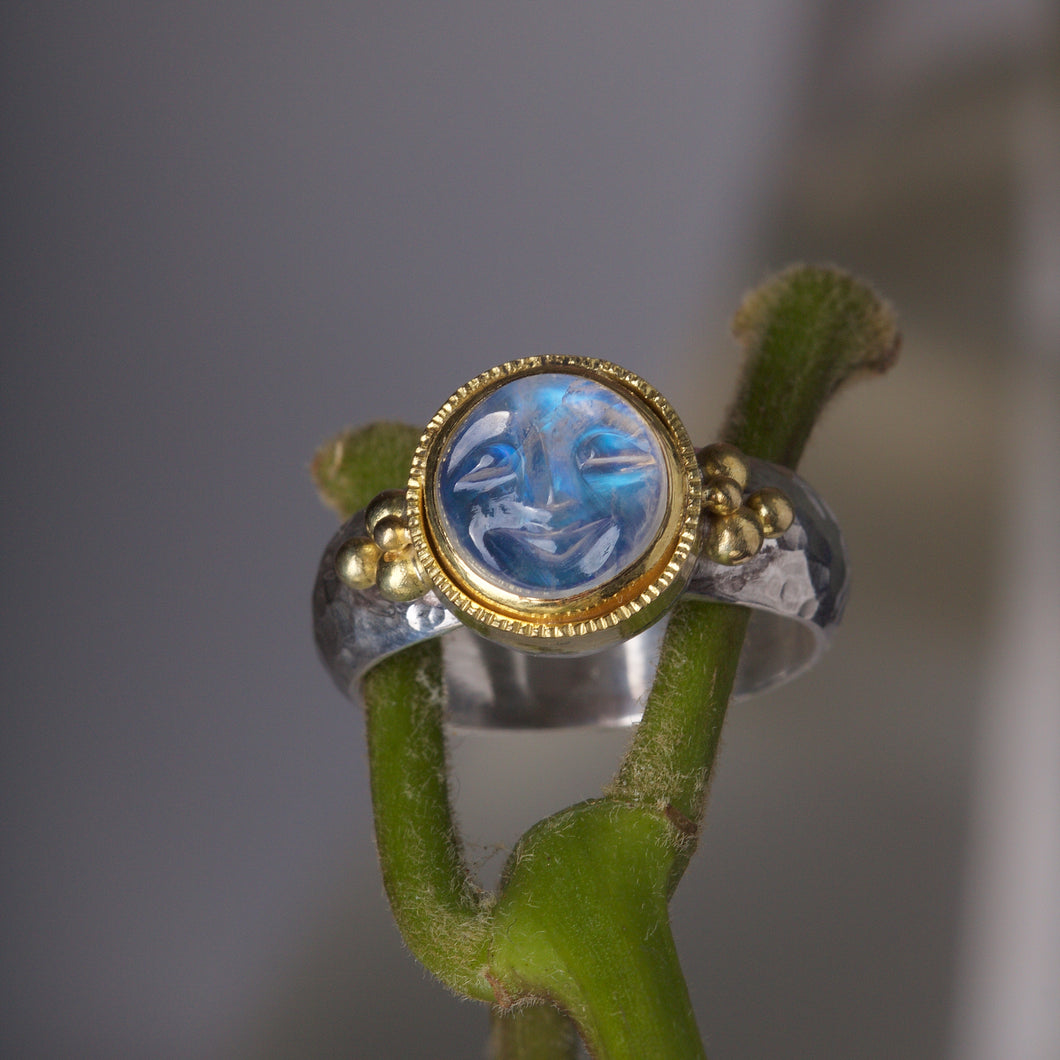 Moonstone Moonface Ring 05893 - Ormachea Jewelry