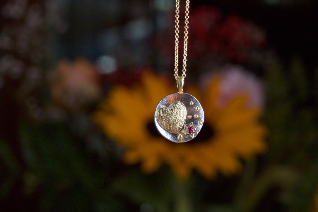Mixed Metal Sapphire Pendant 06836 - Ormachea Jewelry