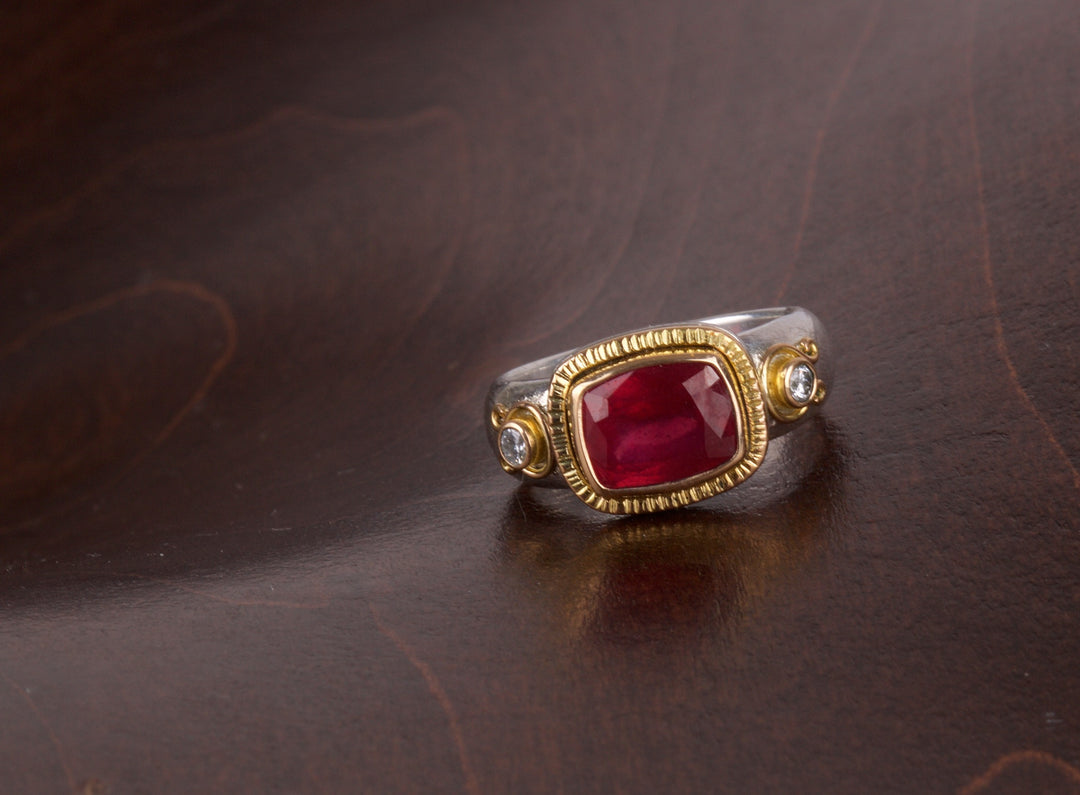 Ruby and Diamond Ring 05520 - Ormachea Jewelry