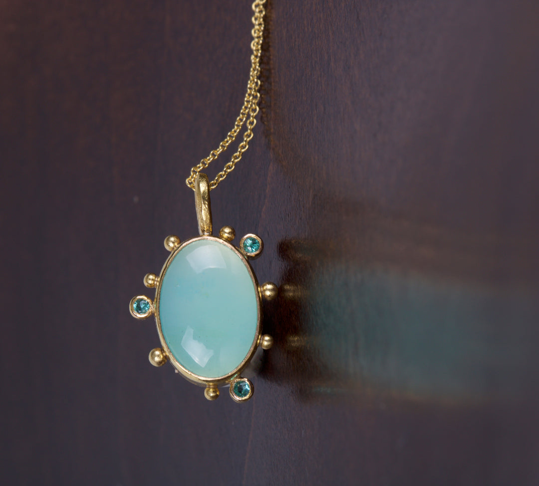 Peruvian Opal and Tourmaline Pendant 05180 - Ormachea Jewelry