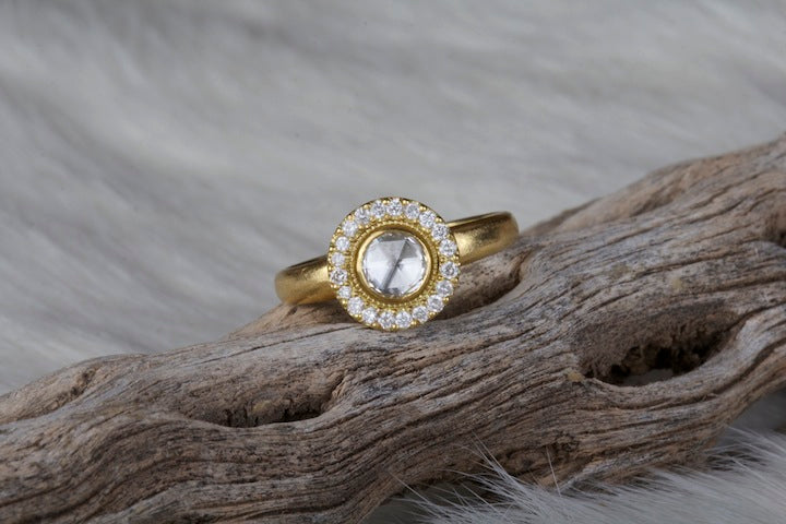Rose Cut Diamond Ring 05832 - Ormachea Jewelry