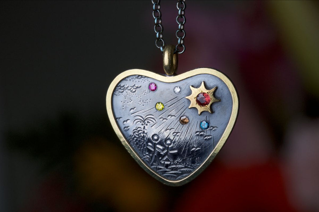 Sapphire Heart Pendant 06850 - Ormachea Jewelry