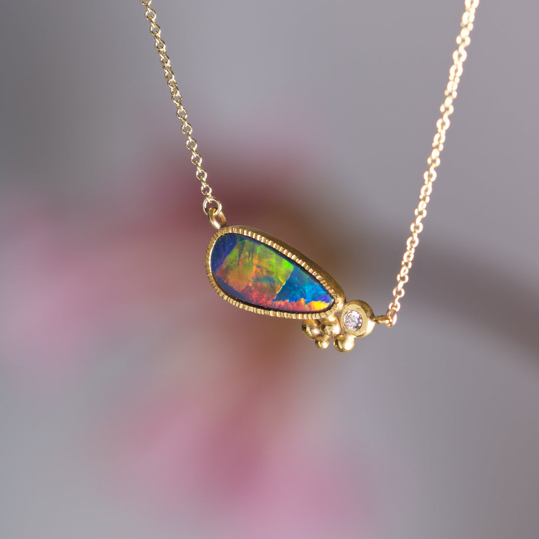Opal and Diamond Necklace 06020 - Ormachea Jewelry