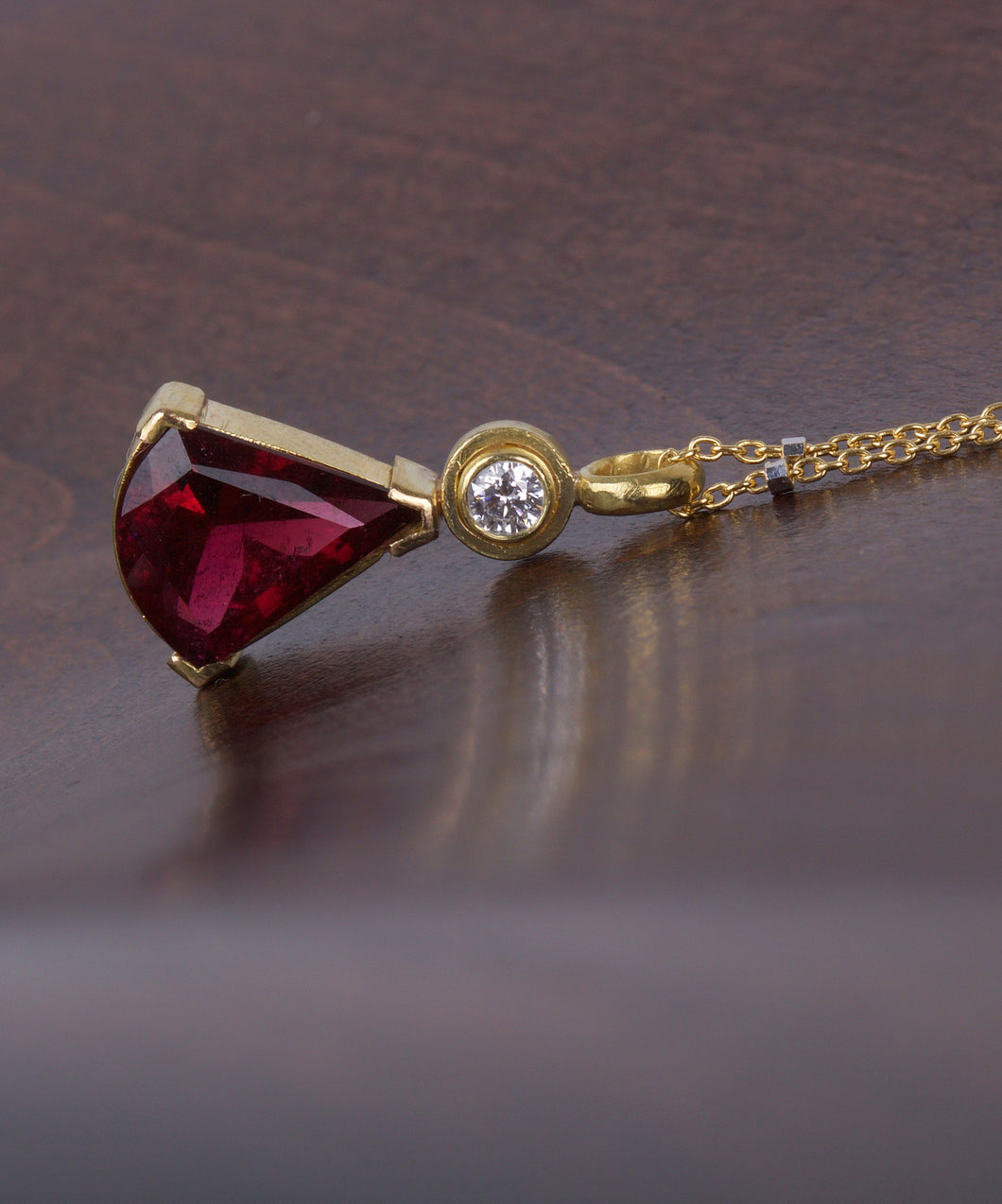 Pink Tourmaline and Diamond Pendant 05637 - Ormachea Jewelry