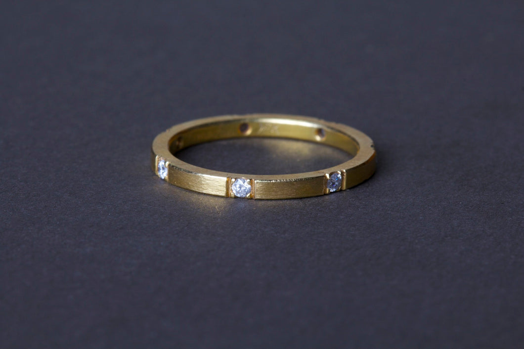 Brushed Gold Diamond Ring 03233 - Ormachea Jewelry