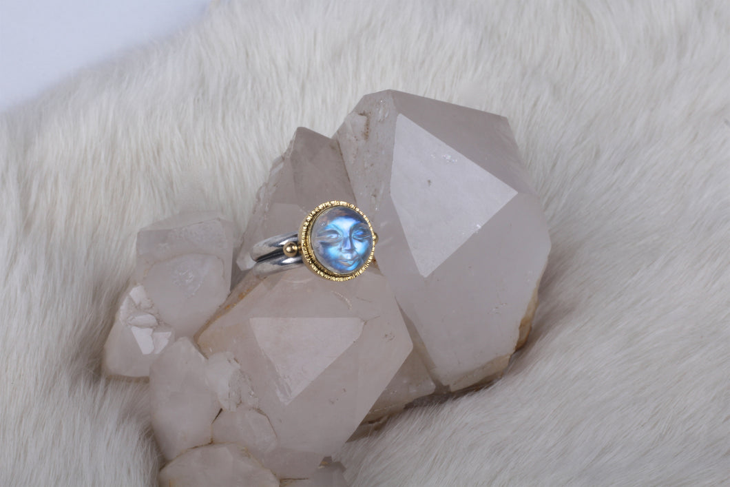 Moonface Moonstone Ring 04754 - Ormachea Jewelry