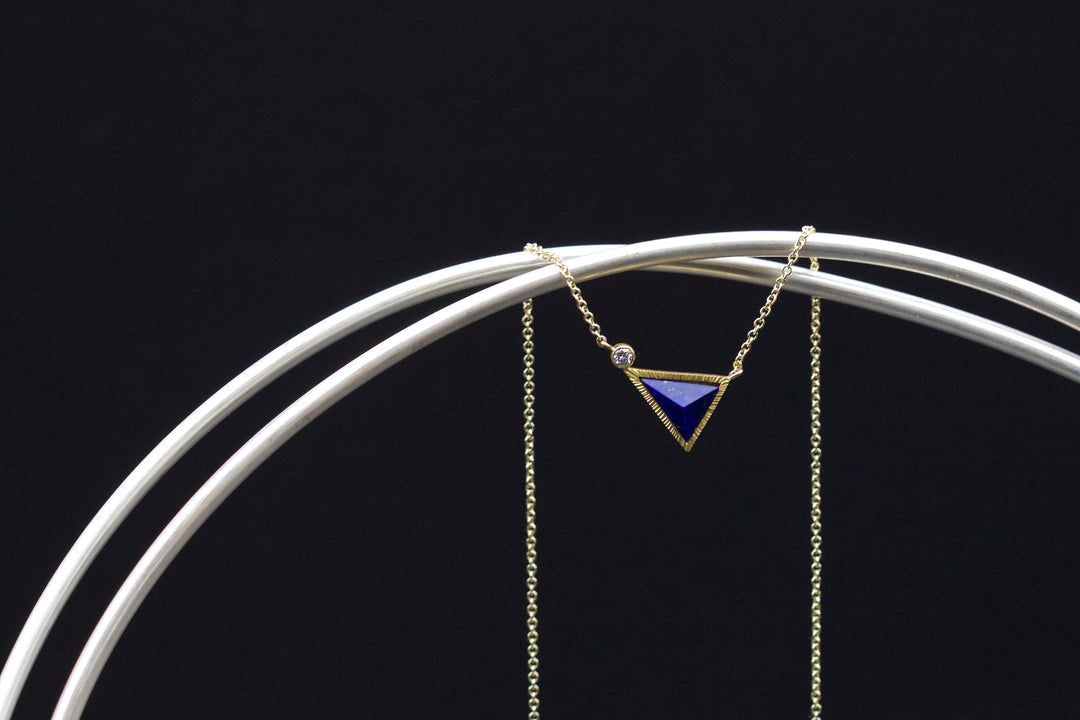 Pyramid Cut Lapis Necklace 06630 - Ormachea Jewelry