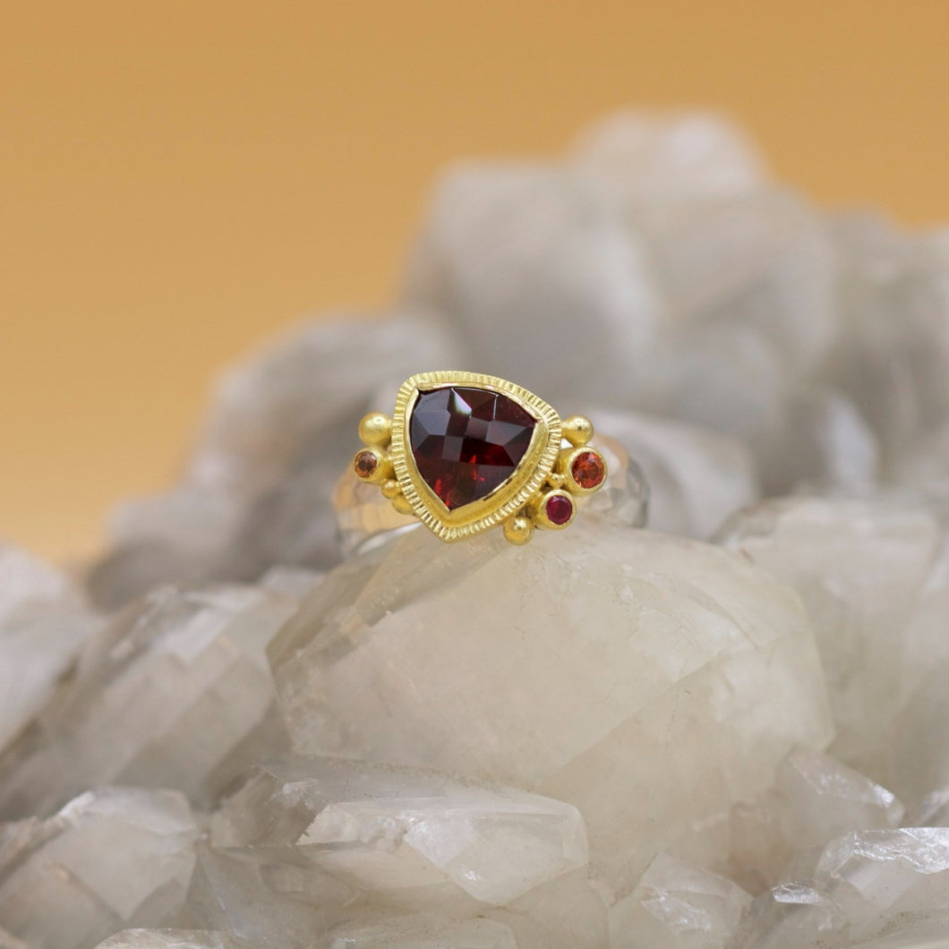 Garnet and Sapphire Ring 06621 - Ormachea Jewelry