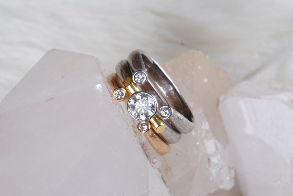 White & Yellow Gold Diamond Ring 9092 - Ormachea Jewelry