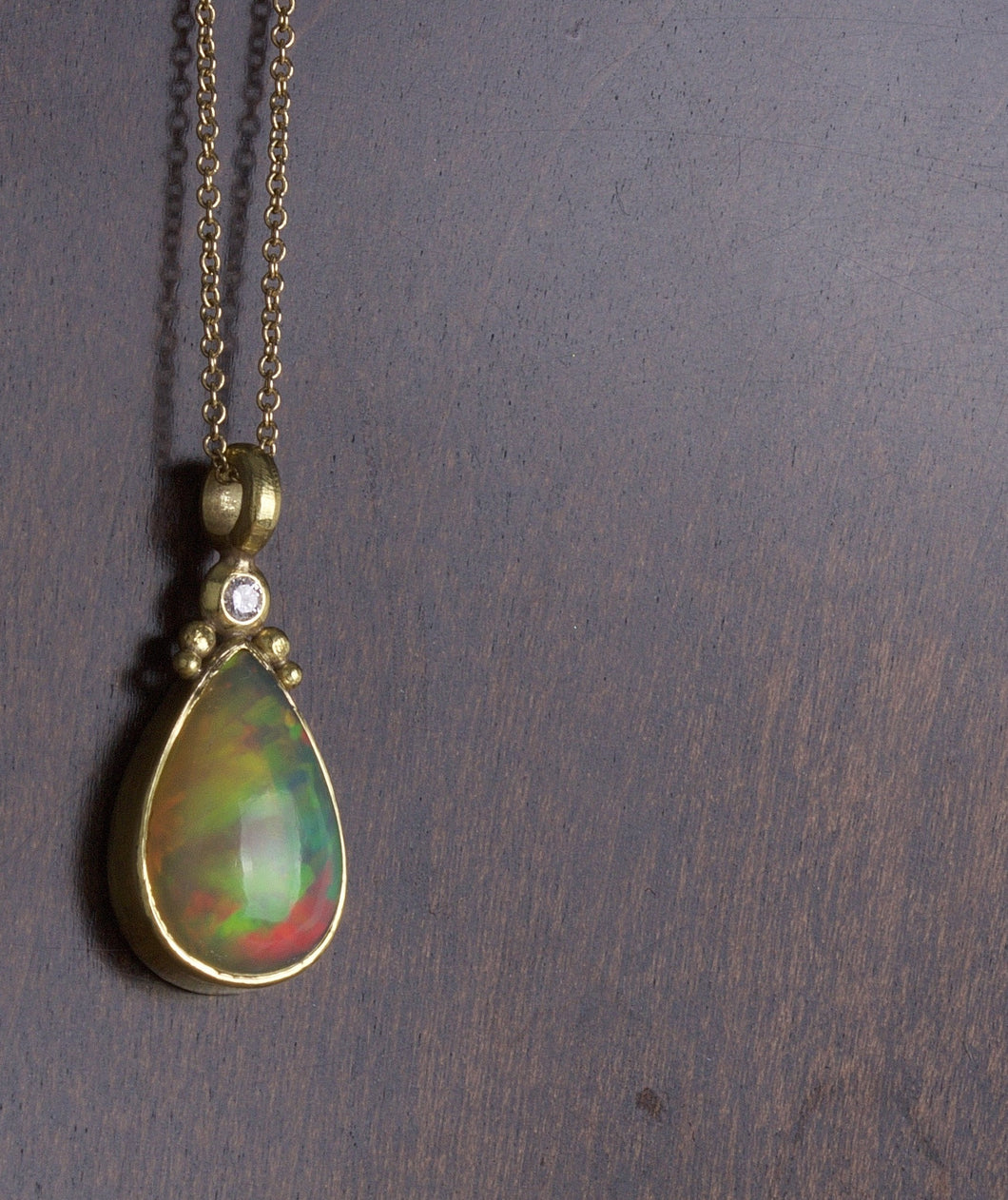 Ethiopian Opal Drop Pendant 05676 - Ormachea Jewelry