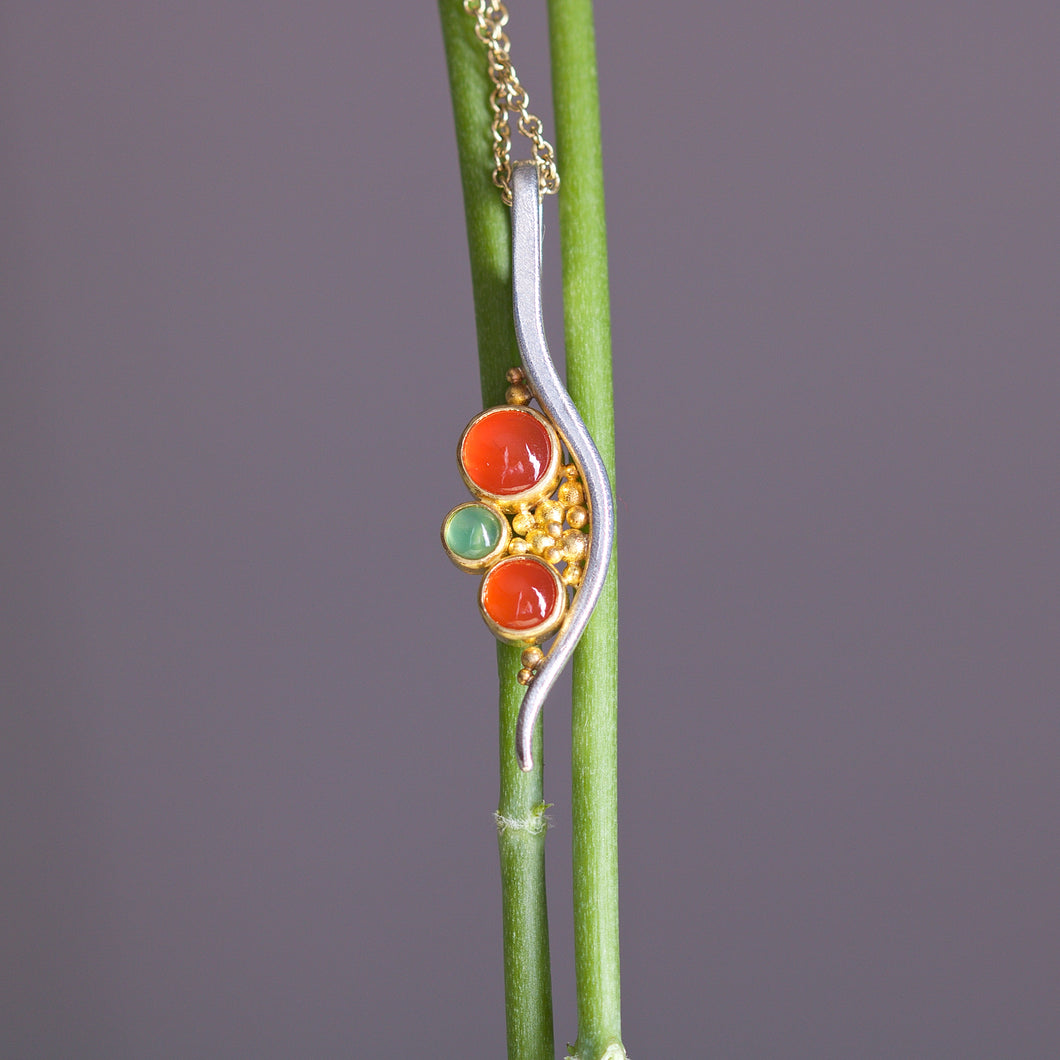 Carnelian and Tourmaline Pendant 05899 - Ormachea Jewelry