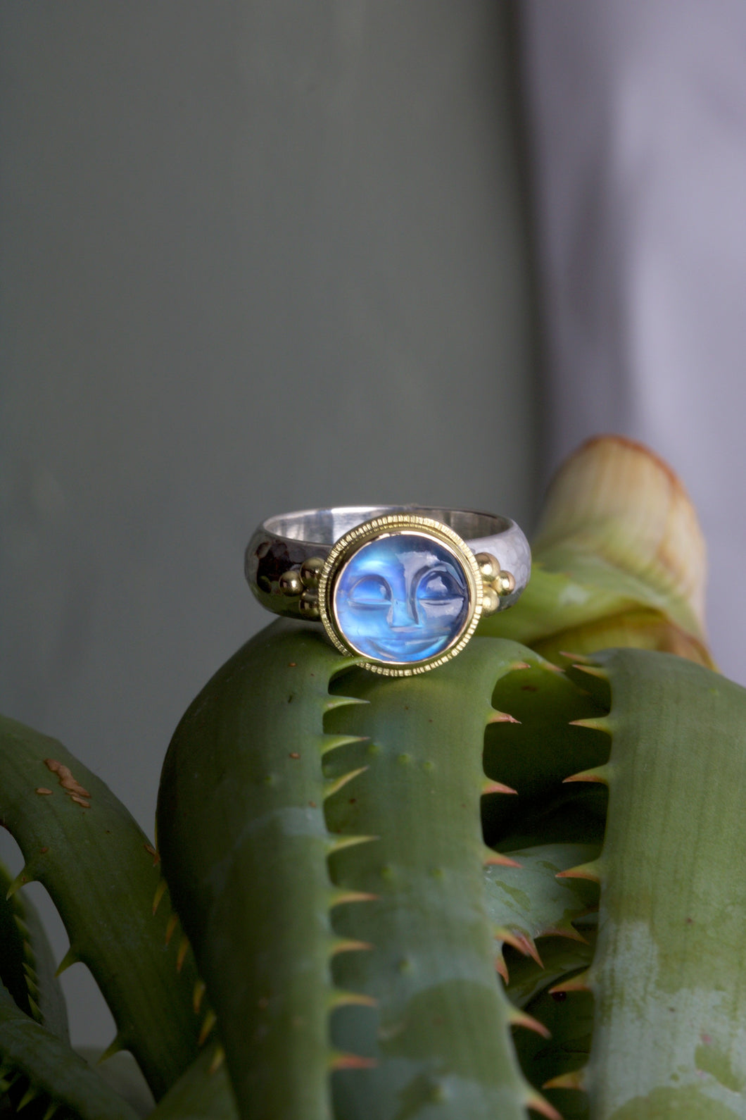 Moonstone Moonface Ring 06046 - Ormachea Jewelry