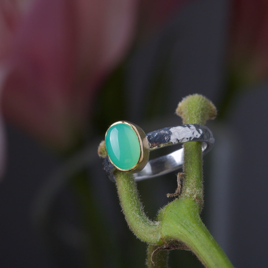Chrysoprase Stacking Ring 05889 - Ormachea Jewelry