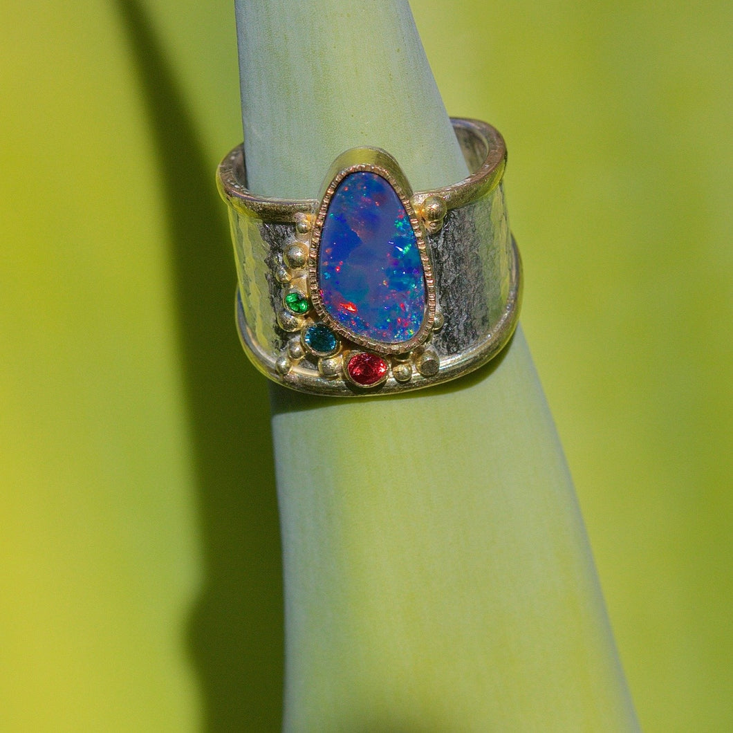 Mixed Gem and Opal Ring 05329 - Ormachea Jewelry