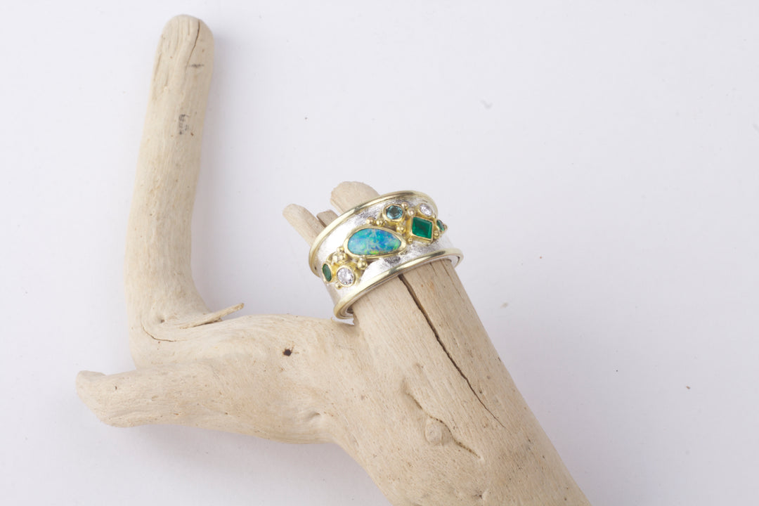 Opal Emerald Ring 04726 - Ormachea Jewelry
