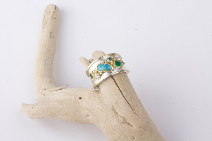 Opal Emerald Ring 04726 - Ormachea Jewelry