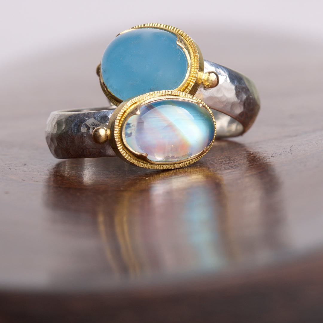 Moonstone Mixed Metal Ring 05861 - Ormachea Jewelry