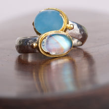 Load image into Gallery viewer, Moonstone Mixed Metal Ring 05861 - Ormachea Jewelry
