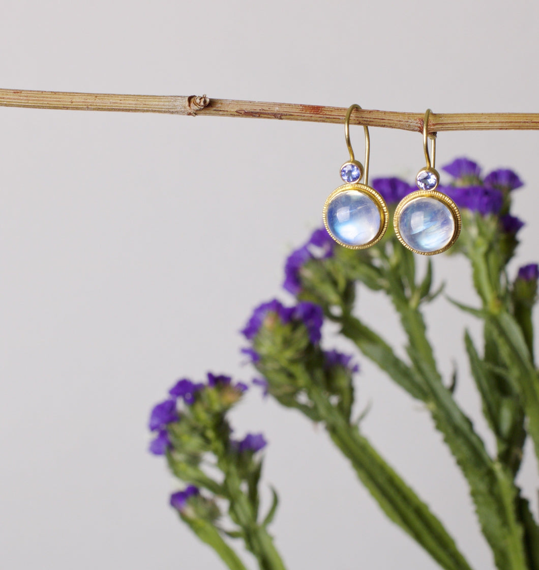 Moonstone and Tanzanite Earrings 06821 - Ormachea Jewelry