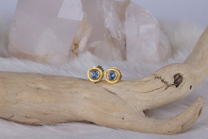 Sapphire Stud Earrings 02194 - Ormachea Jewelry