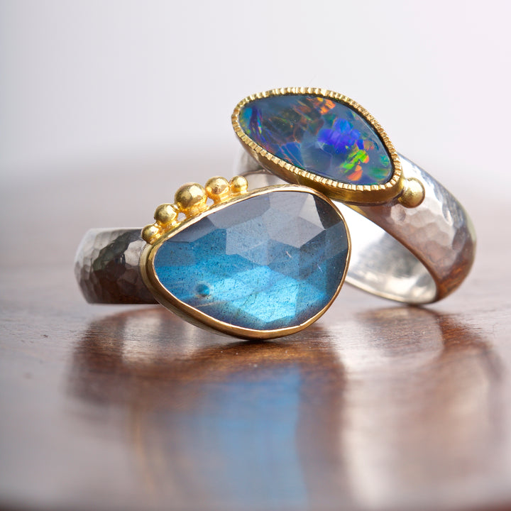 Opal Mixed Metal Ring 05860 - Ormachea Jewelry