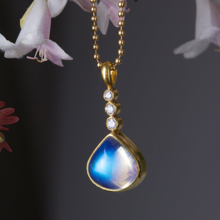 Moonstone and Diamond Pendant 05916 - Ormachea Jewelry