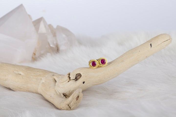 Ruby Stud Earrings 01435 - Ormachea Jewelry