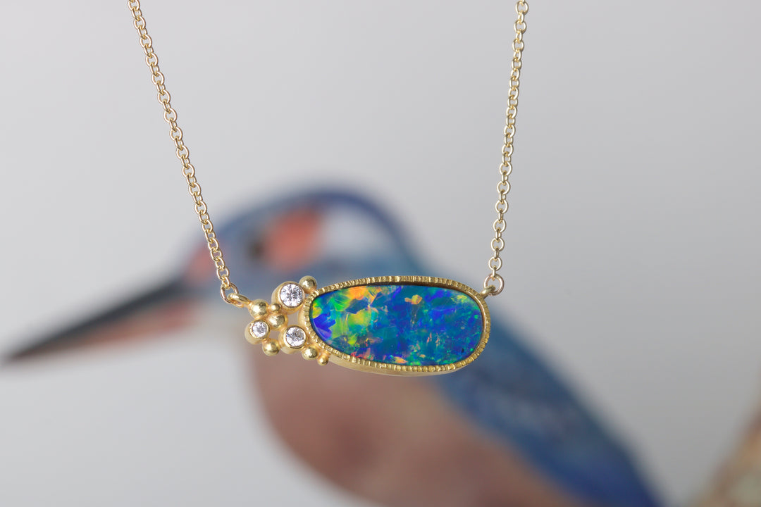 Opal and Diamond Necklace 06587 - Ormachea Jewelry