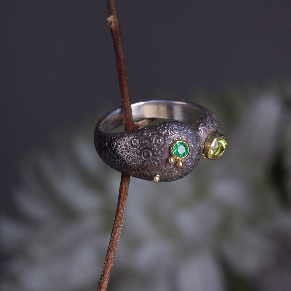 Emerald and Peridot Ring 05902 - Ormachea Jewelry