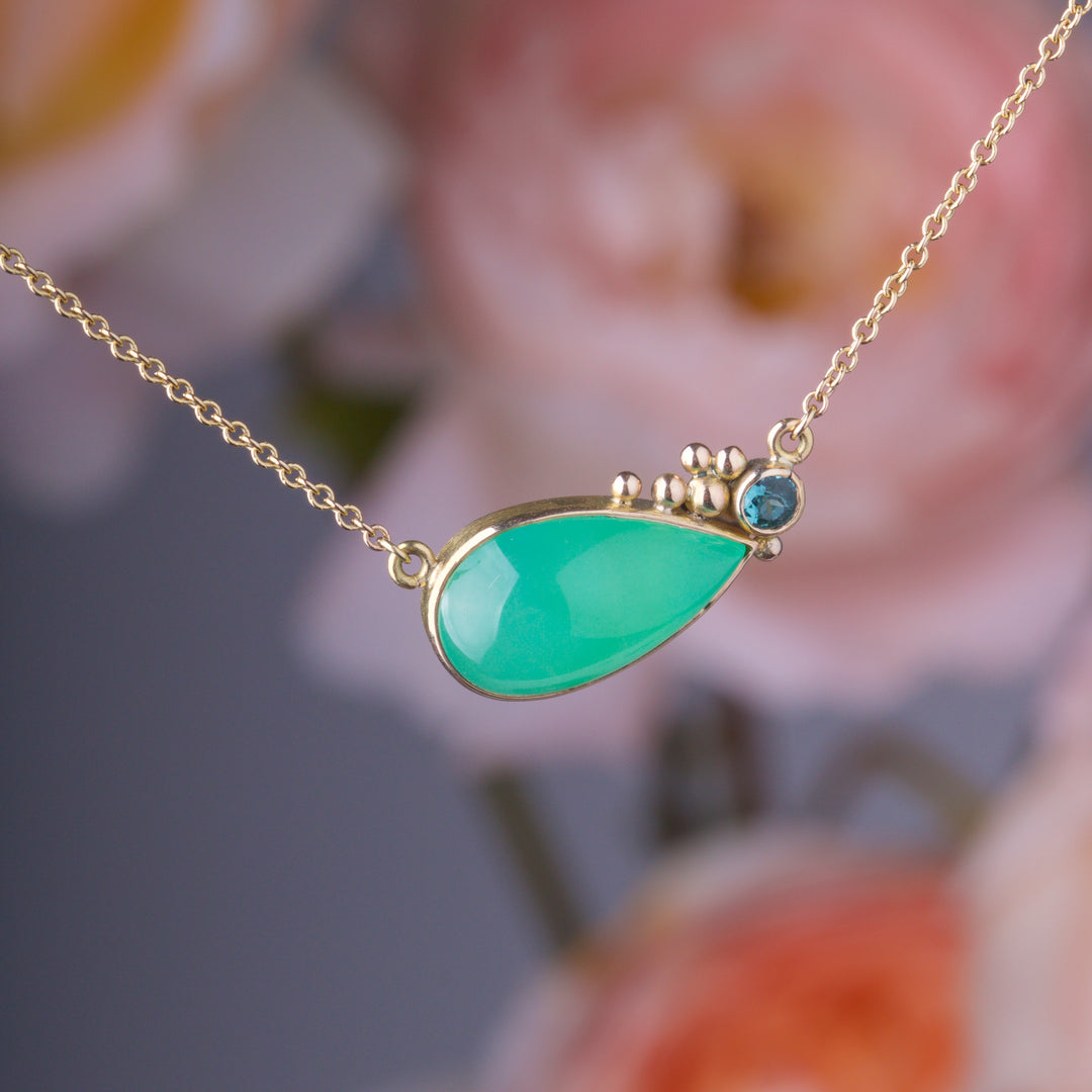 Chrysoprase and Tourmaline Necklace 05087 - Ormachea Jewelry