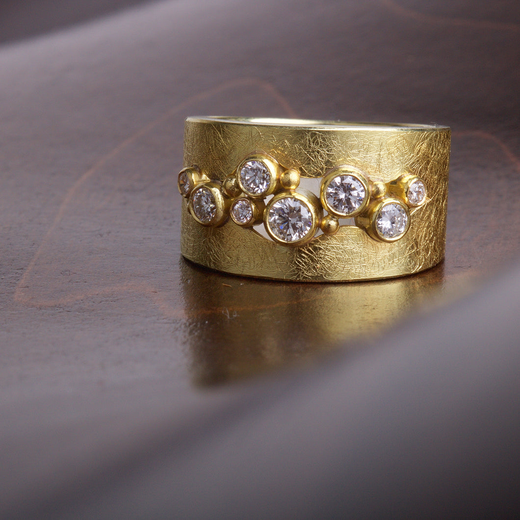 Textured Gold and Diamond Ring 05852 - Ormachea Jewelry