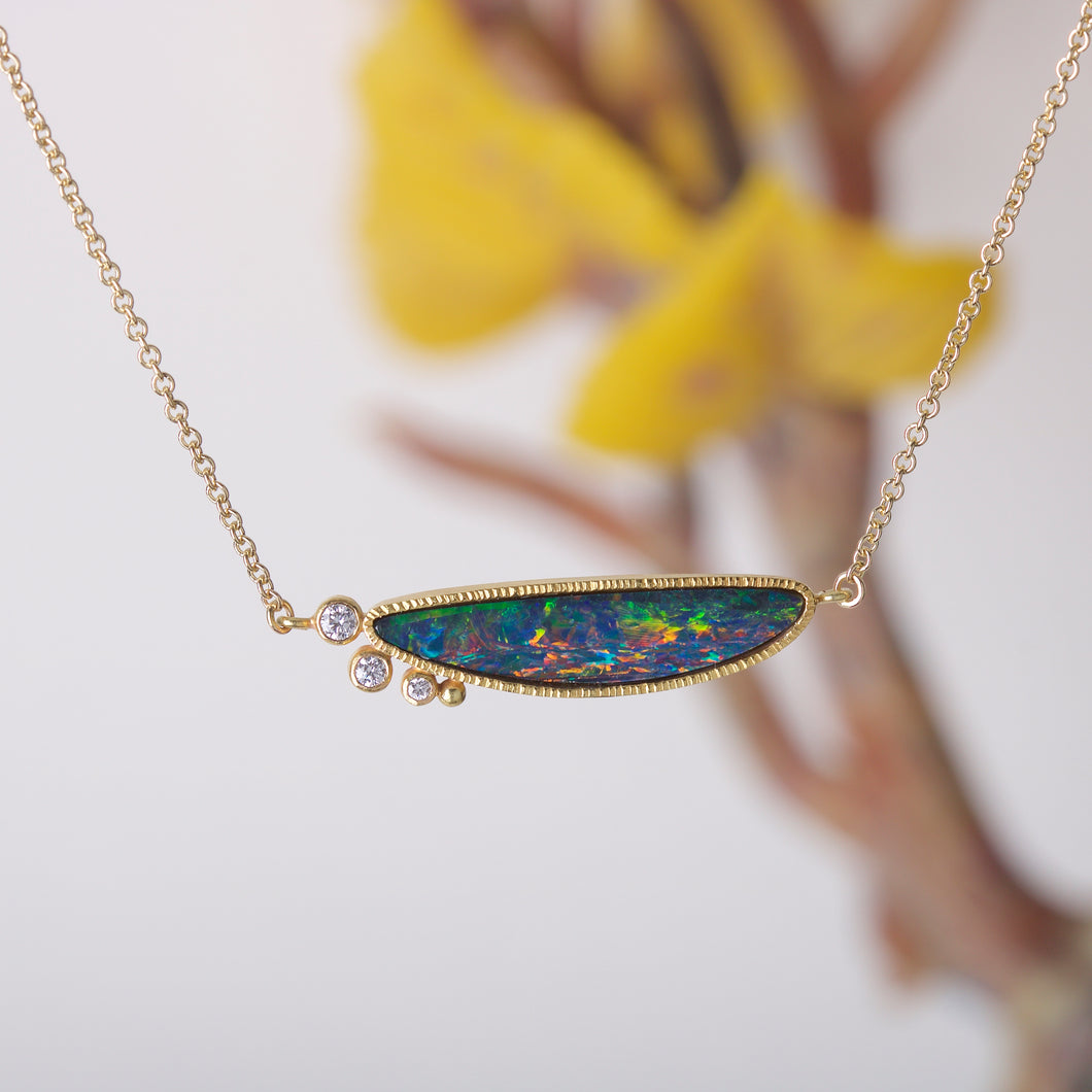 Opal and Diamond Necklace 06586 - Ormachea Jewelry