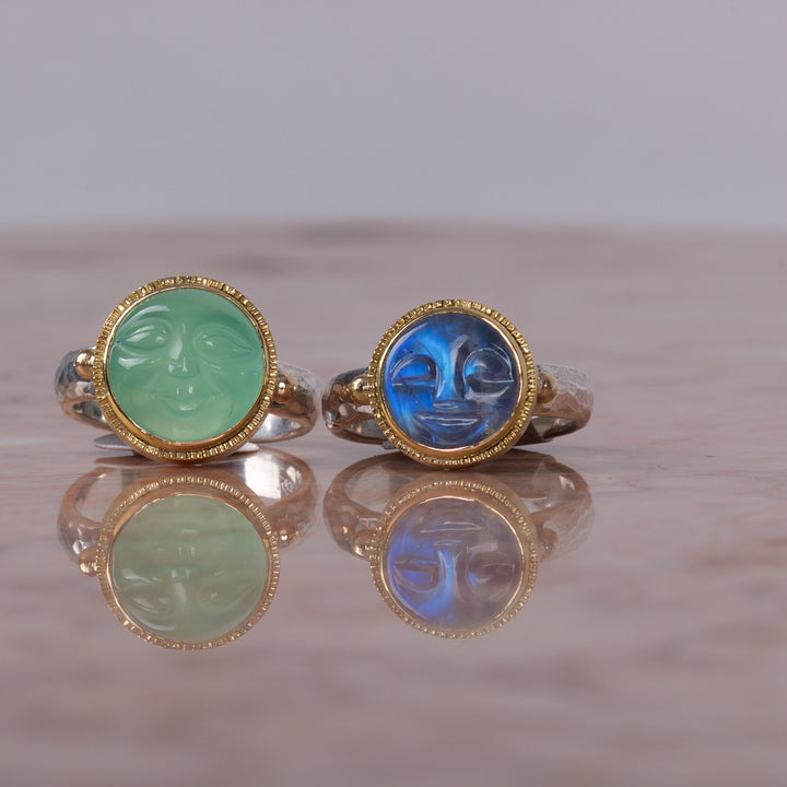 Chrysoprase Moon Face Ring 05688 - Ormachea Jewelry
