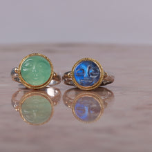Load image into Gallery viewer, Chrysoprase Moon Face Ring 05688 - Ormachea Jewelry

