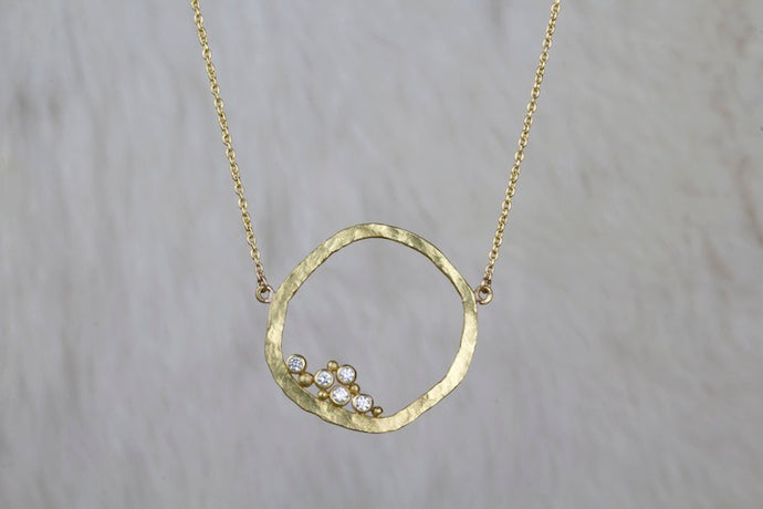 Gold Diamond Circle Necklace 02159 - Ormachea Jewelry