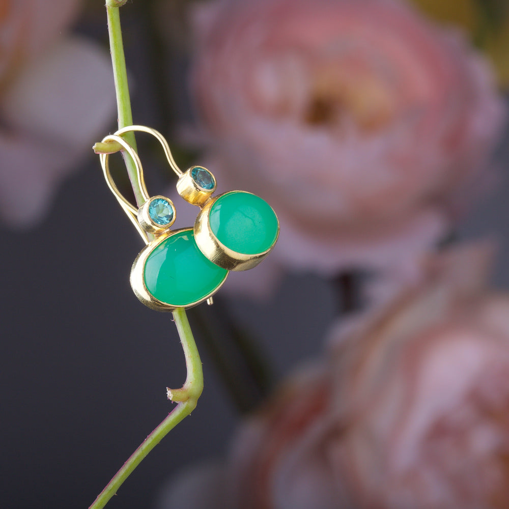 Chrysoprase and Apatite Earrings 05847 - Ormachea Jewelry