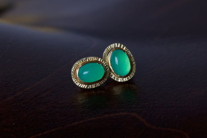 Chrysoprase Stud Earrings 04806 - Ormachea Jewelry