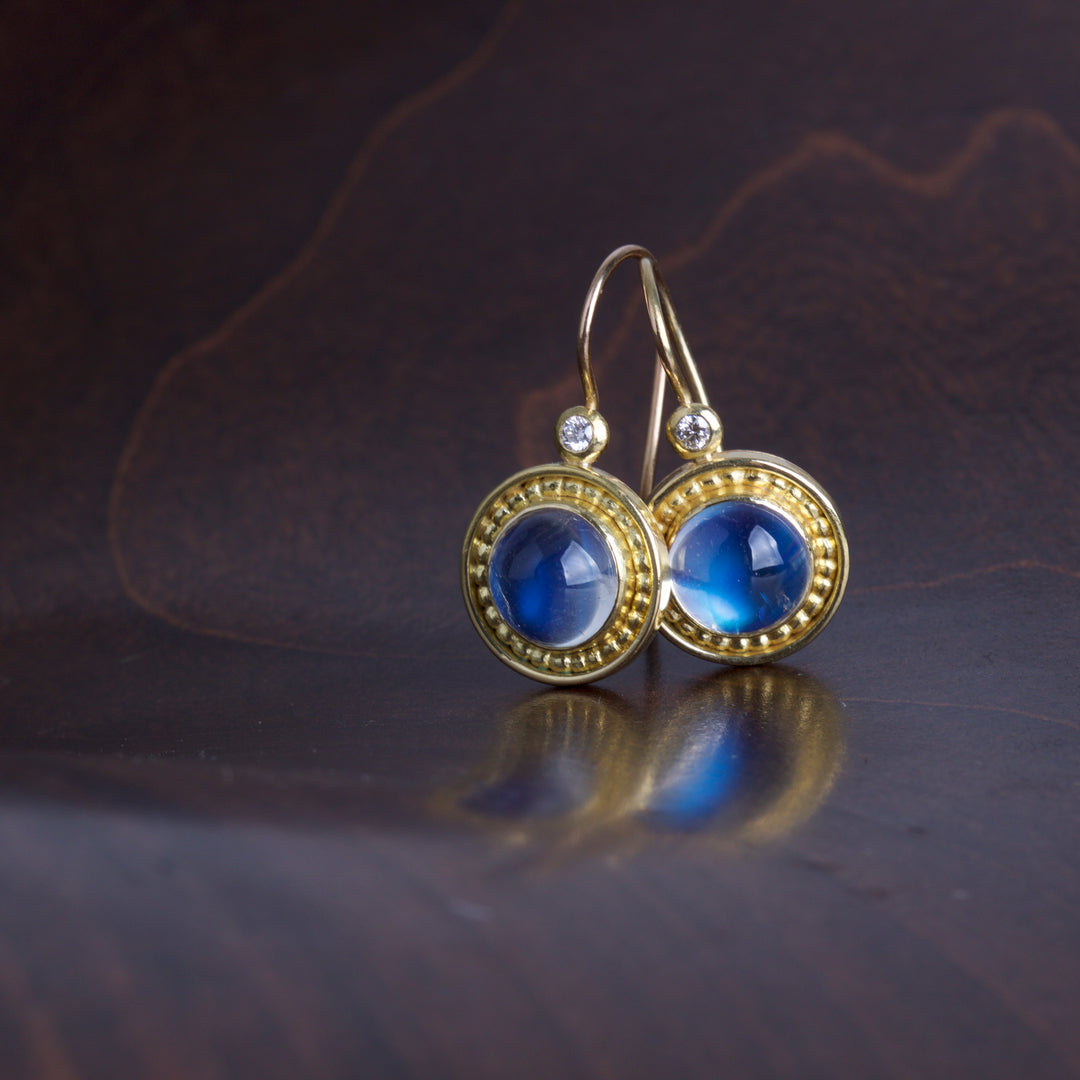 Moonstone and Gold Earrings 05801 - Ormachea Jewelry