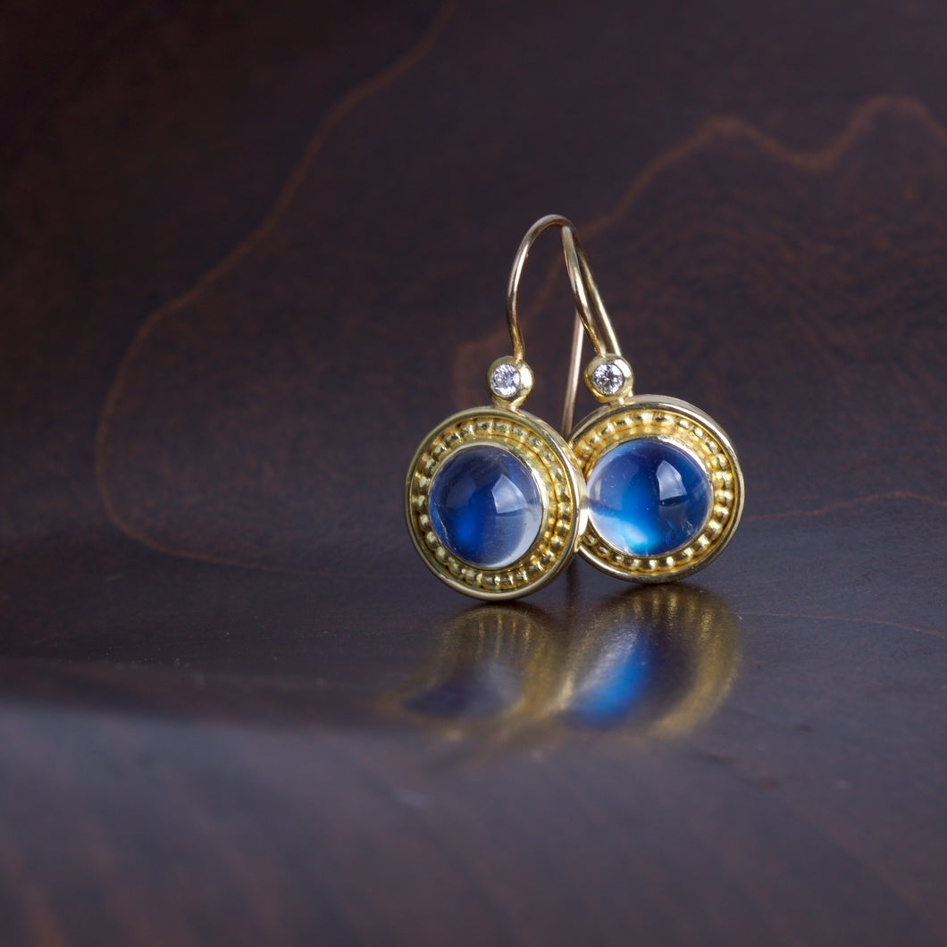Moonstone and Gold Earrings 05801 - Ormachea Jewelry