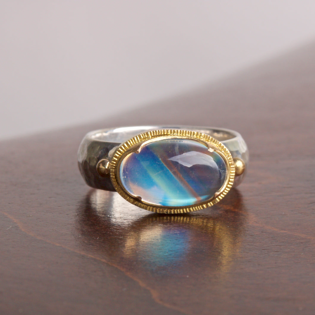 Moonstone Mixed Metal Ring 05861 - Ormachea Jewelry