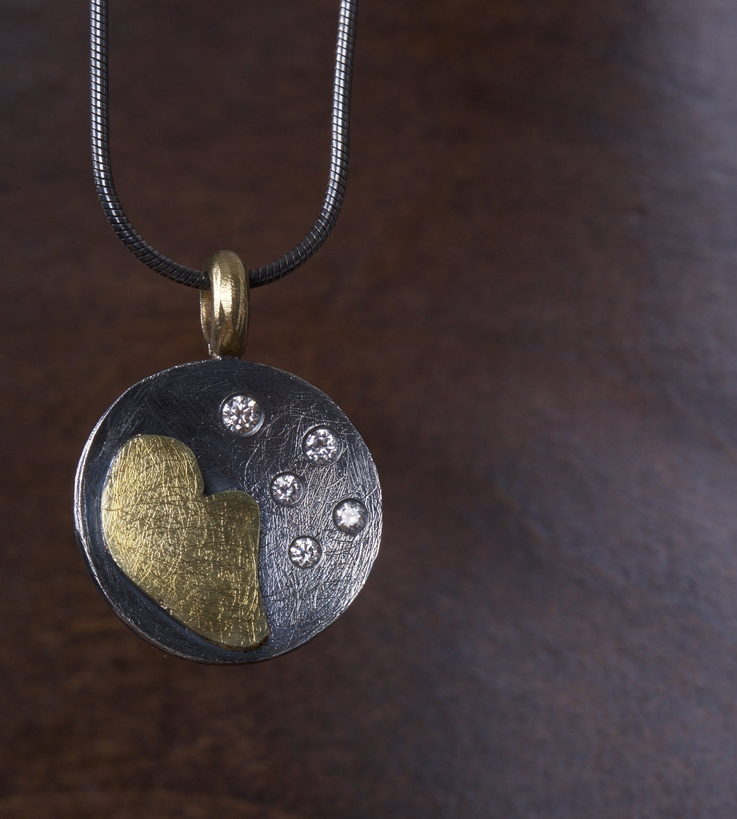 Heart and Diamonds Pendant 05686 - Ormachea Jewelry
