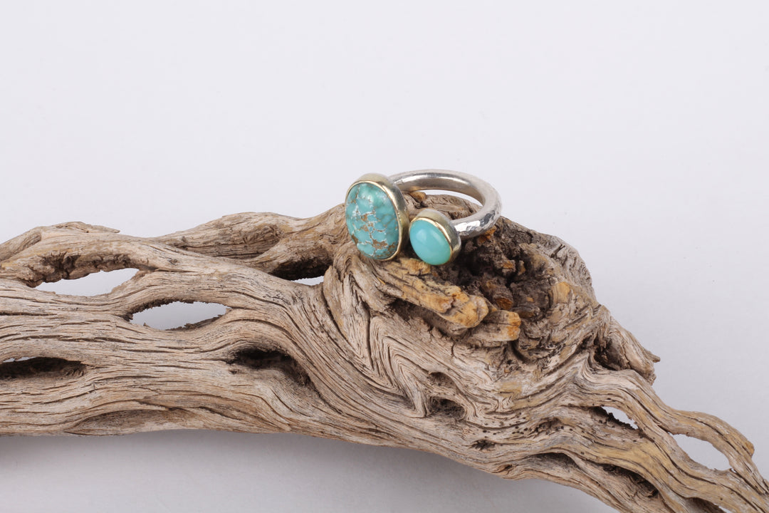 Turquoise and Peruvian Opal Ring 04749 - Ormachea Jewelry