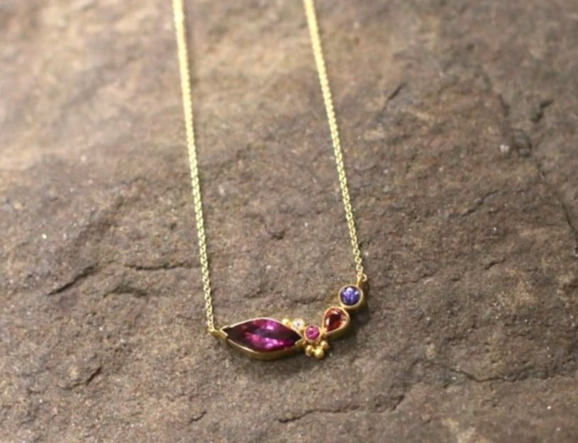 Rhodolite Garnet and Mixed Gemstone Necklace 06906 - Ormachea Jewelry