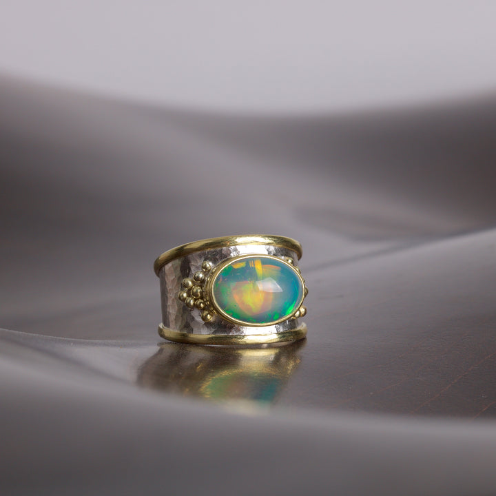 Ethiopian Opal Ring 05784 - Ormachea Jewelry