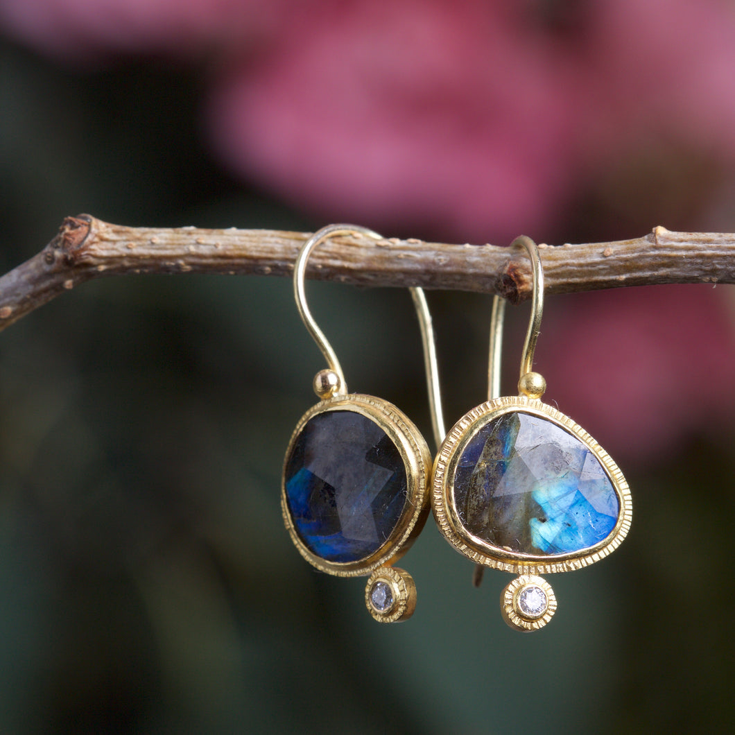Labradorite and Diamond Earrings 06007 - Ormachea Jewelry