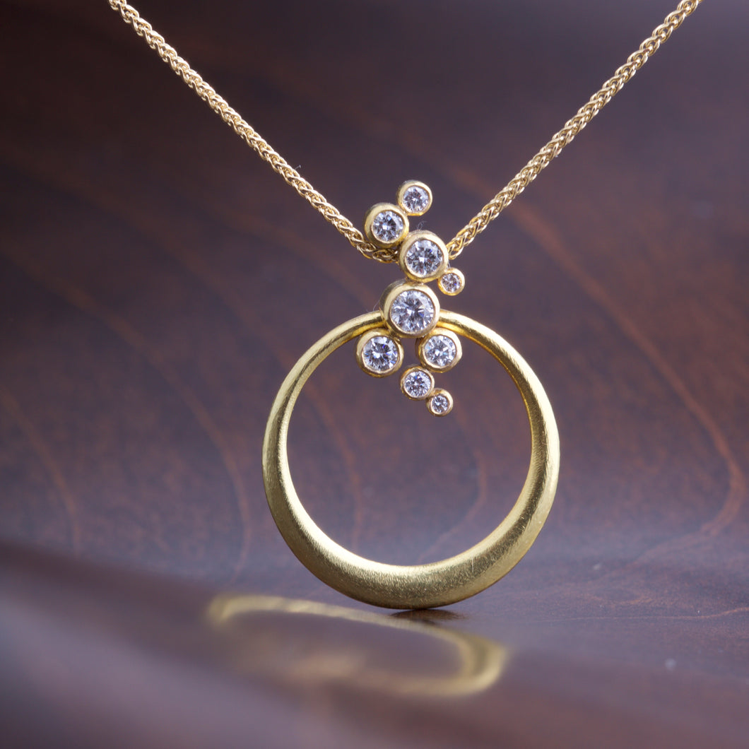 Yellow Gold Hoop and Diamond Pendant 04535 - Ormachea Jewelry